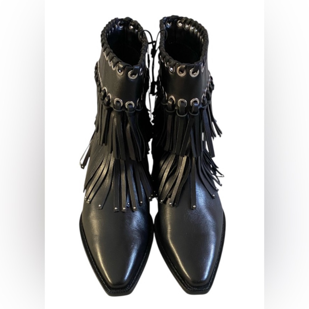 Zara Black Fringe Ankle Boots